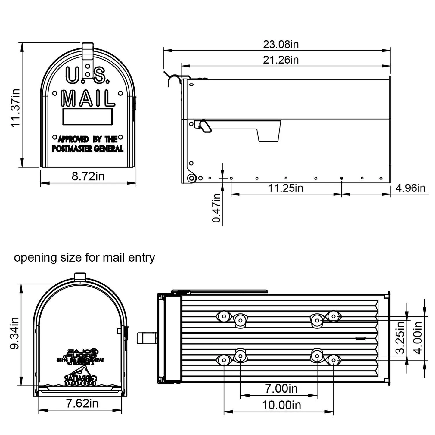Amerikaanse brievenbus / US mailbox Admiral Wit Aluminium