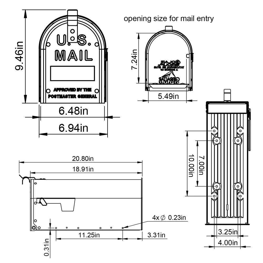 Amerikaanse brievenbus / US mailbox Admiral Zwart Aluminium