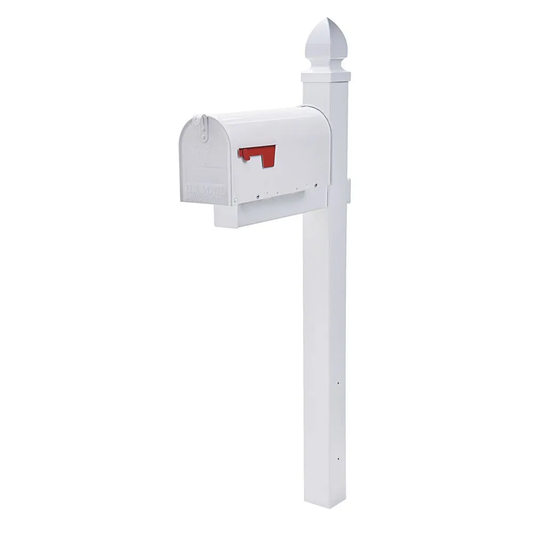 Amerikaanse brievenbus / US mailbox Elite met paal (Wit, bundel)