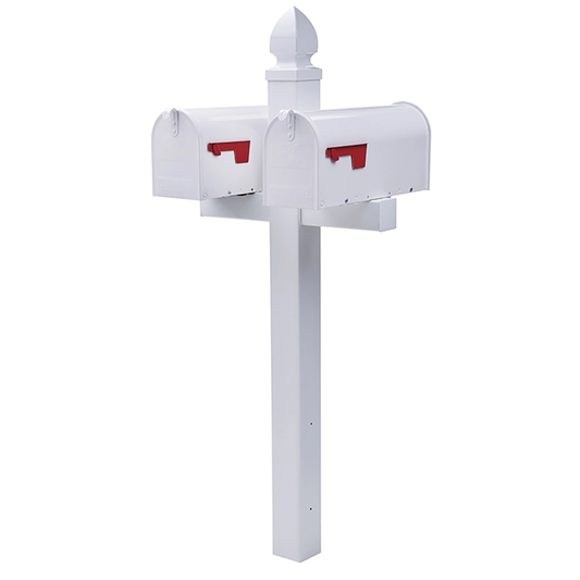 Amerikaanse brievenbus / US mailbox Elite met paal (Wit, bundel)