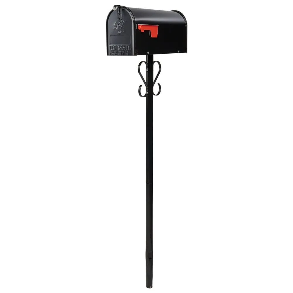 Amerikaanse brievenbus / US mailbox Elite met paal (zwart, bundel)